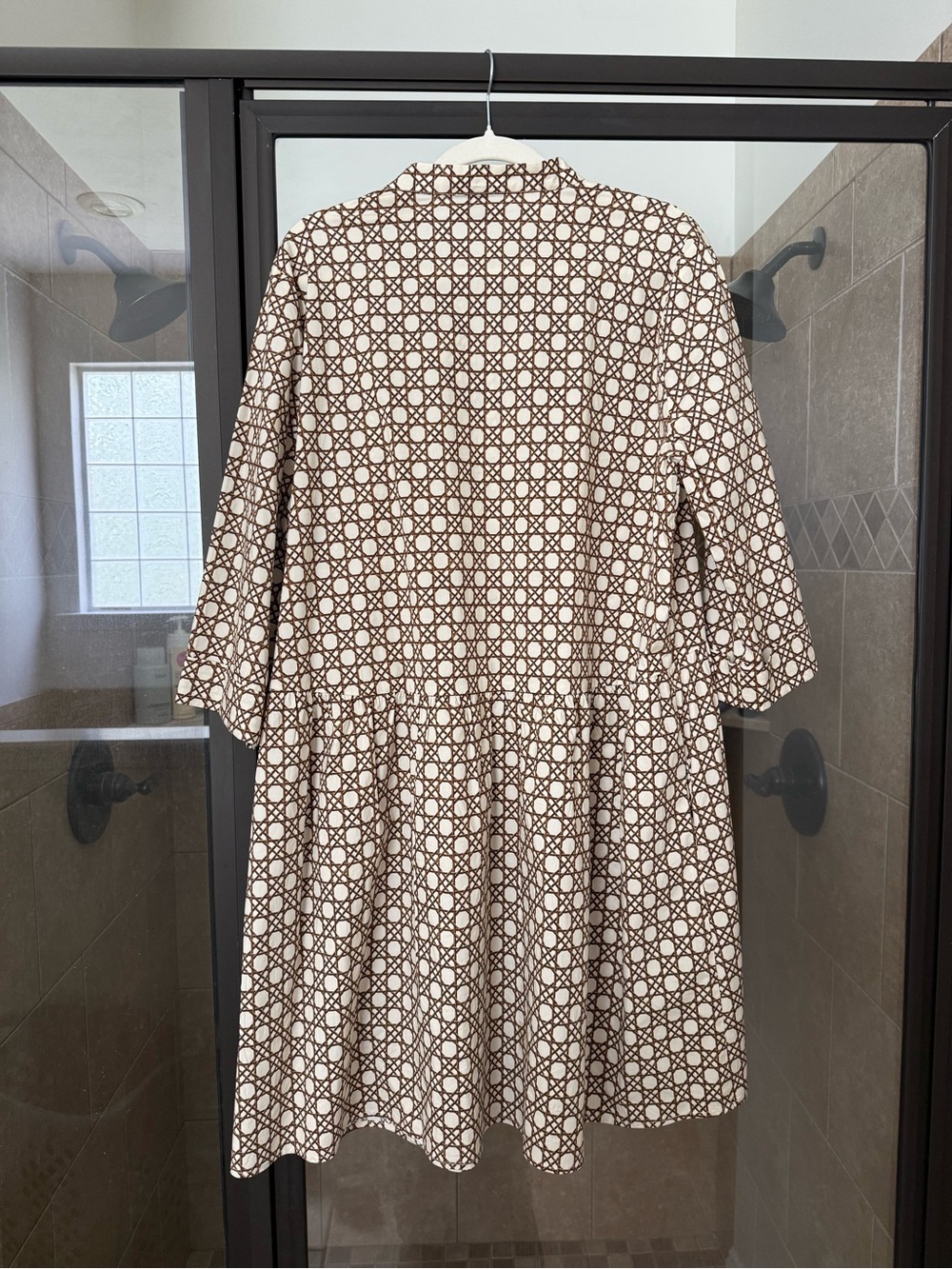 Tuckernuck Brown and Cream Geometric Button-Front Top - Picture 5 of 5